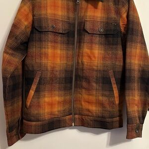 Billabong Men's Plaid Jacket in Orange and Black